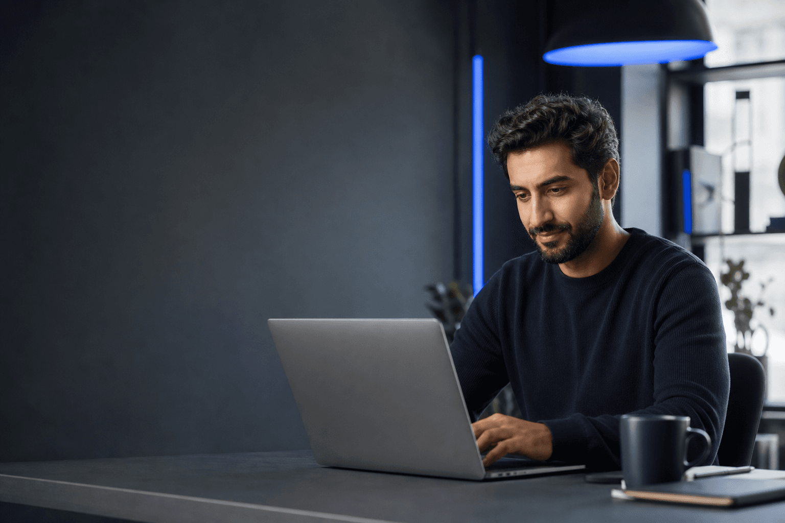 Independent professional working on a laptop